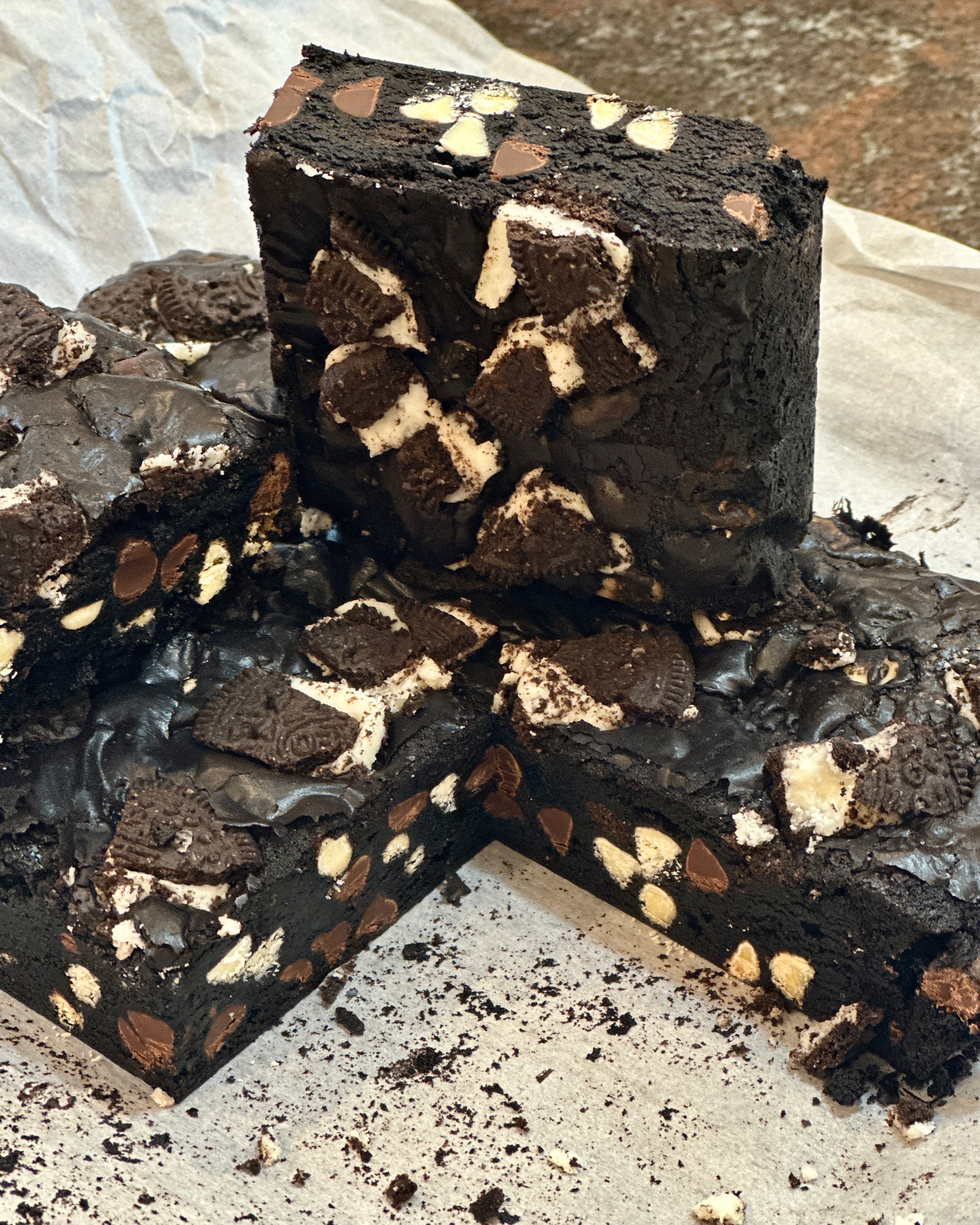 Cookies and cream black brownies